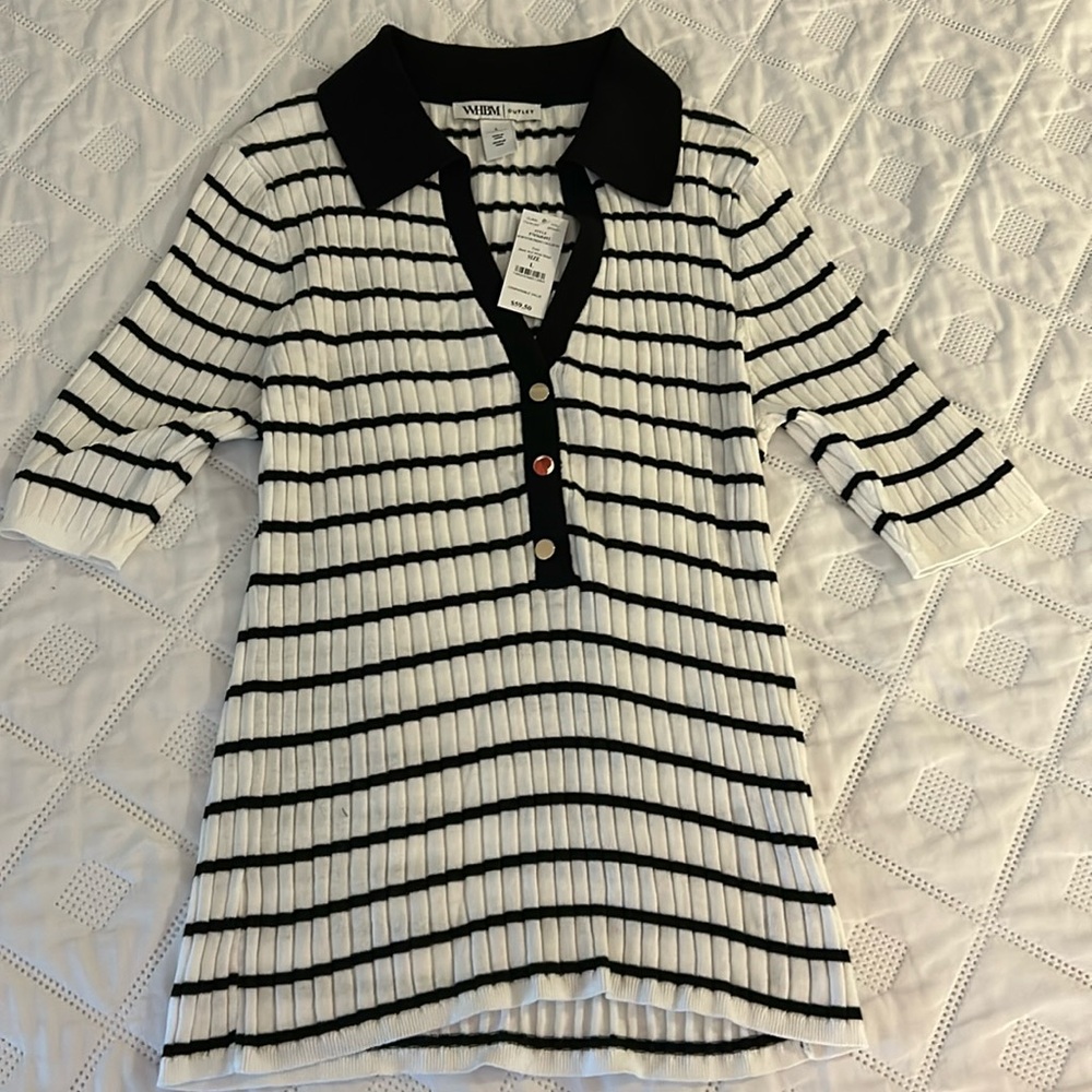 Black and white striped blouse